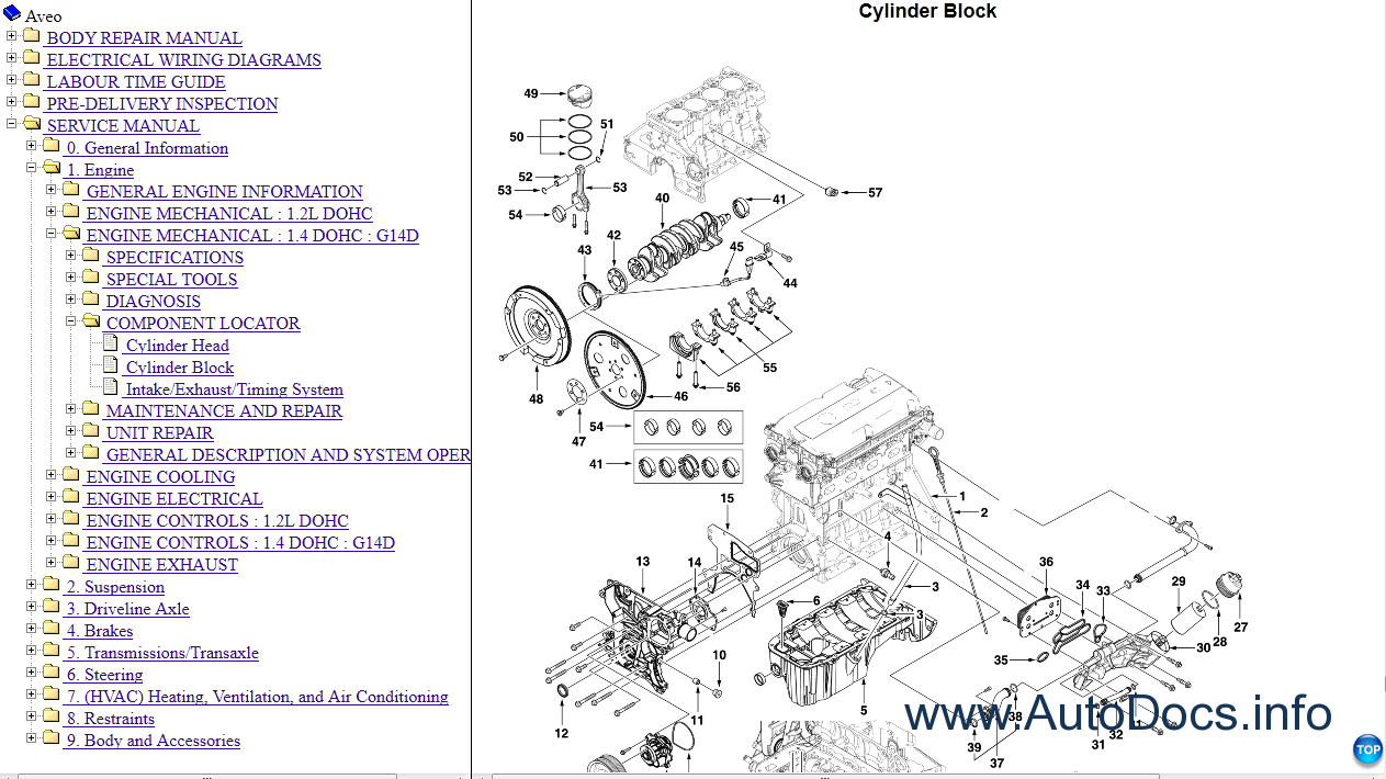 2016 Chevy Aveo Parts Manual